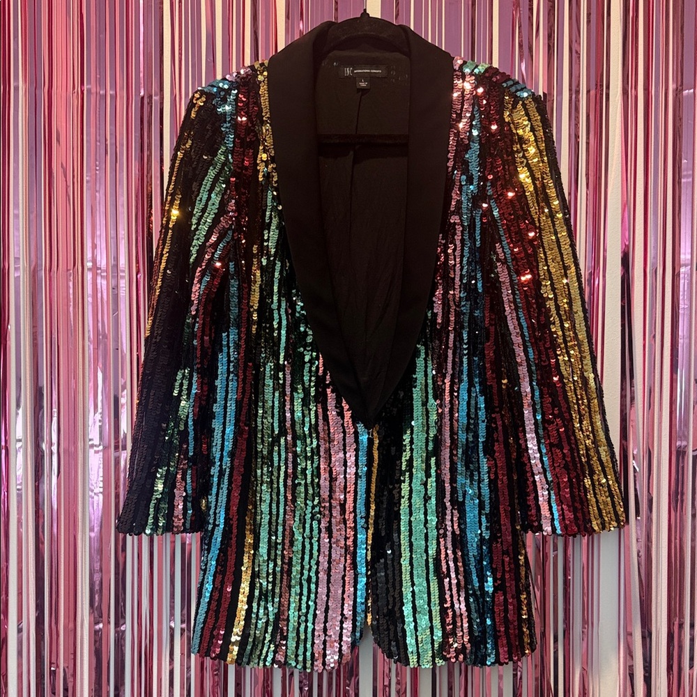 🌈 Rainbow Multicolor Sequin Tuxedo Blazer